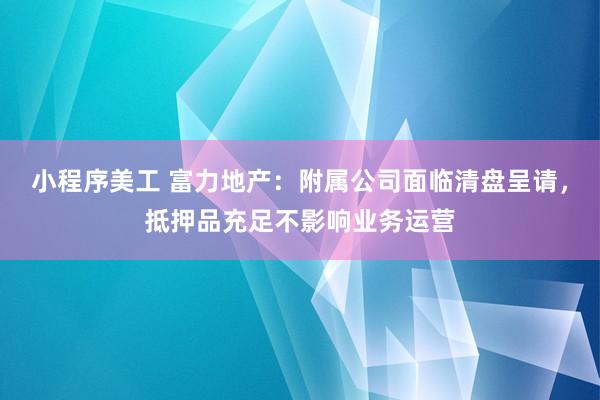 小程序美工 富力地产：附属公司面临清盘呈请，抵押品充足不影响业务运营