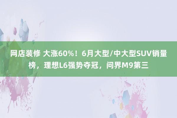 网店装修 大涨60%！6月大型/中大型SUV销量榜，理想L6强势夺冠，问界M9第三